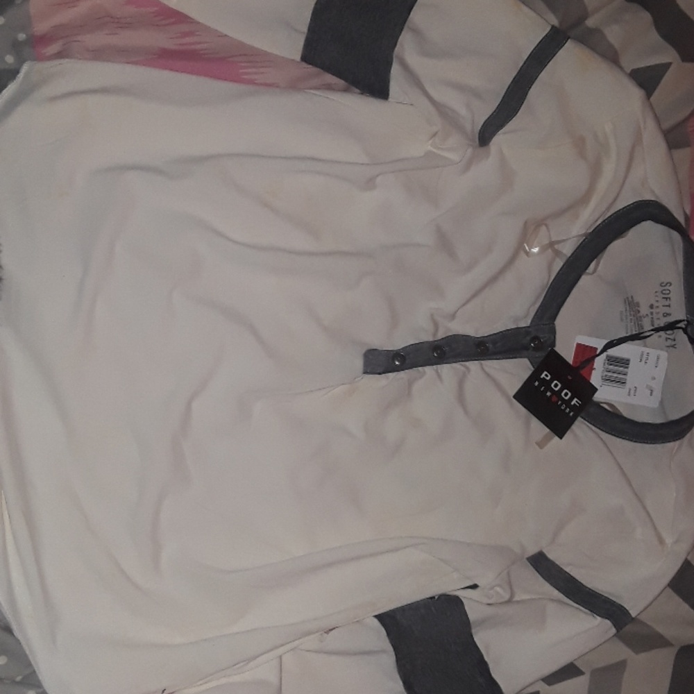 Beige and gray ling sleeve shirt